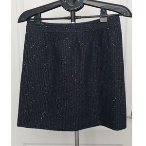 Ann Taylor LOFT‎ Black Tweed Wool Blend Metallic Mini Skirt Sz 4 Cocktail Career